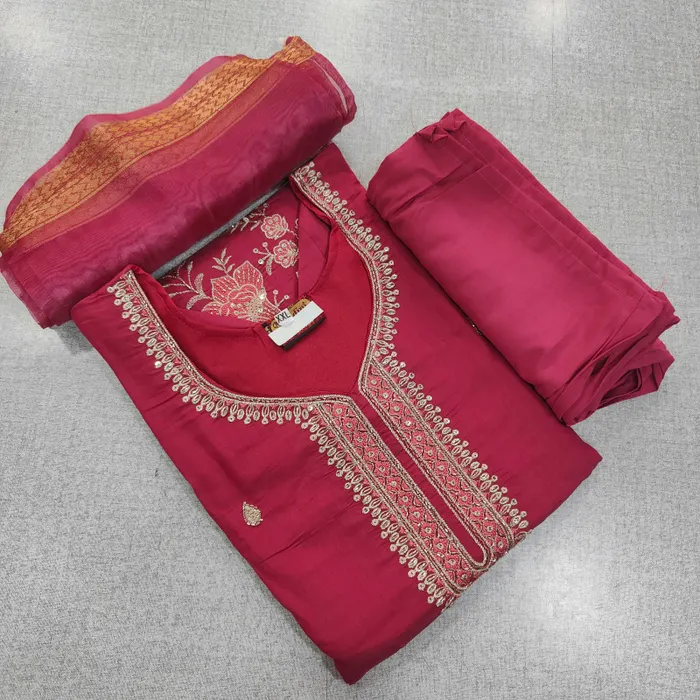 Heavy Silk Side Cut Top Bottom Dupatta Set | TS3690